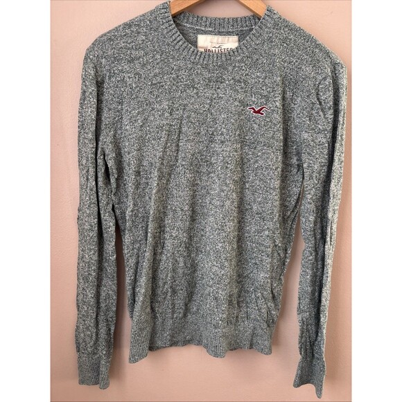 Hollister Other - Hollister Men’s Small Green Heather Knit Crewneck Sweater Embroidered Logo
